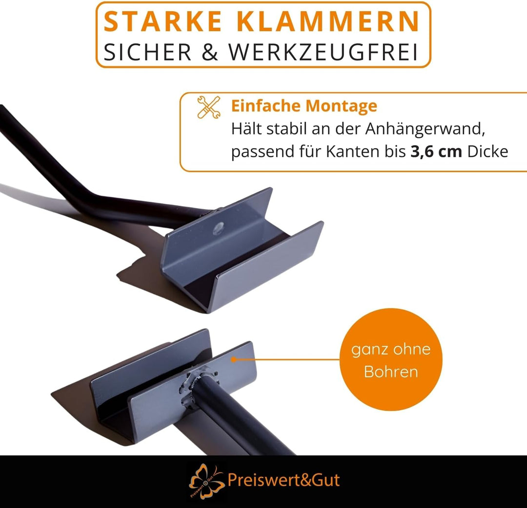 4x Flachplanenbügel Metall für Anhänger Planen, verstellbar 100–155 cm, stabile Planenbügel 2,5 mm,
