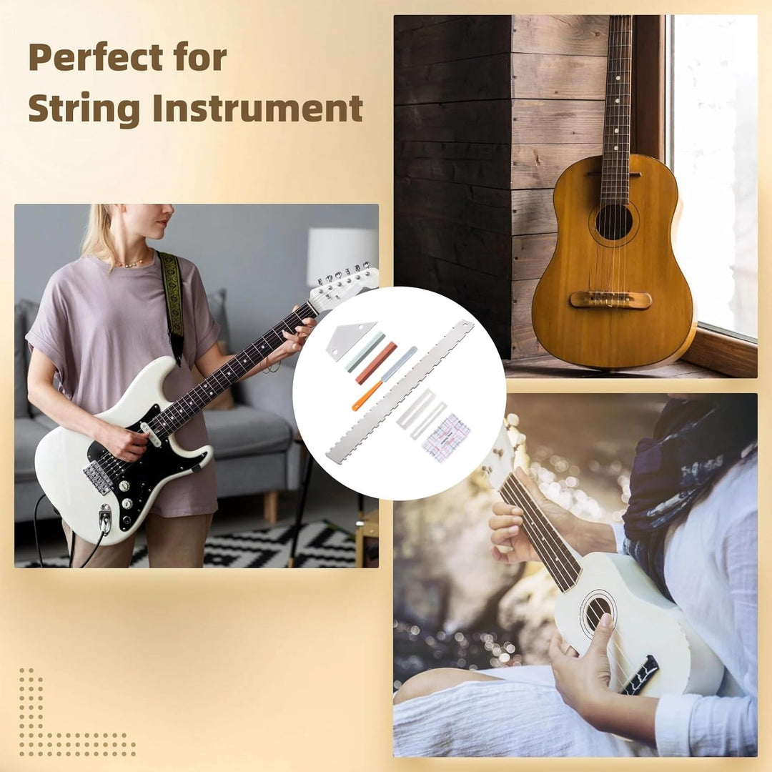 8 PCS Guitar Neck Straight Edge Kit, Gitarrenhals gekerbt gerade Kante Luthier Tool, Fret Rocker, Fr