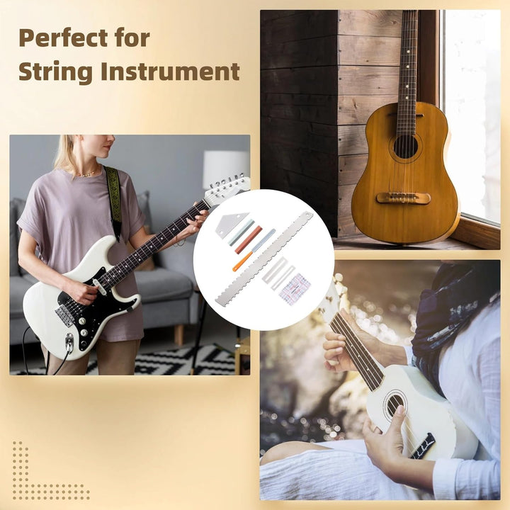 8 PCS Guitar Neck Straight Edge Kit, Gitarrenhals gekerbt gerade Kante Luthier Tool, Fret Rocker, Fr