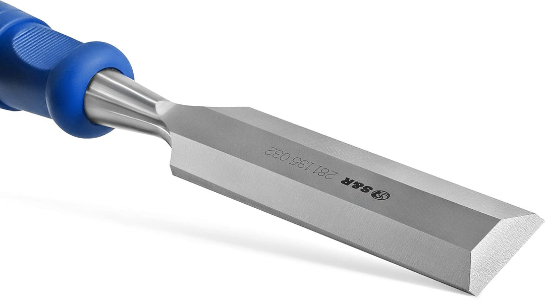 S&R Stechbeitel Set 5 Stück: 6, 12, 20, 25, 32 mm, rutschfeste ergonomische Griffe, Professionelle S