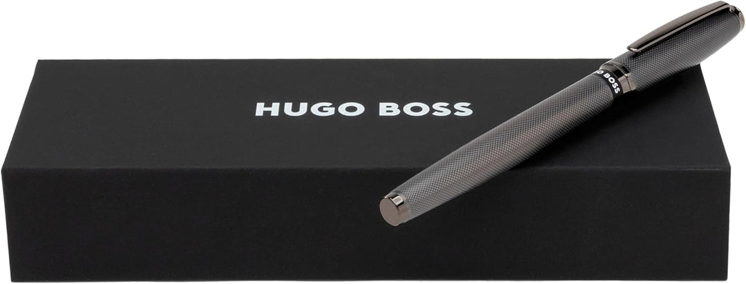 Hugo Boss Stream Füllfederhalter aus Messing in der Farbe Gun, Länge: 14,5cm, Federstärke: M, HSW378