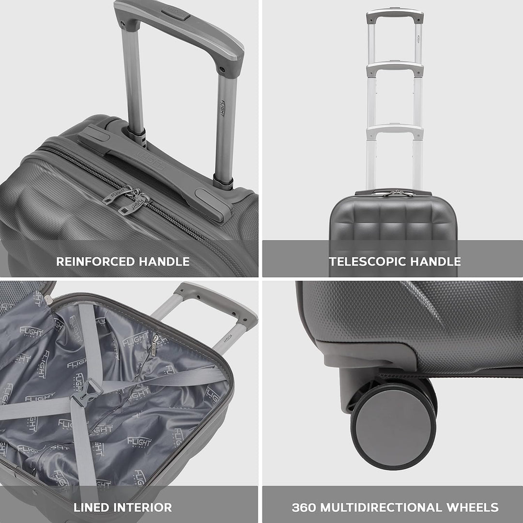 Flight Knight Bubble Suitcase - Ryanair easyJet Jet2 Approved - 8 Wheel Carry Cabin Hardcase 45x36x2