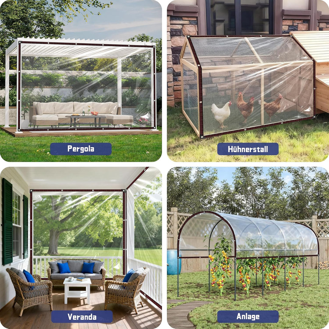 Plane Mit öSen 2x6m | Wasserdicht Transparent Plane FüR DraussEn, Zelt Durchsichtig Planen Garten,Ze