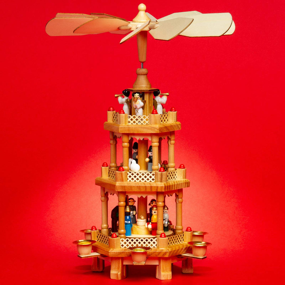 SIKORA P34 Klassische Holz Weihnachtspyramide mit 3