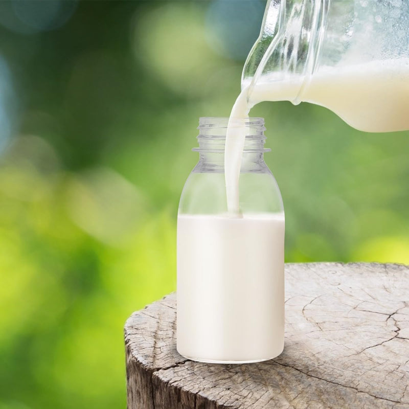 Cabilock 10 Stück 250 ml Milch Flaschen mit Lidsjugs, transparente Töpfe, Saftflaschen aus Kunststof