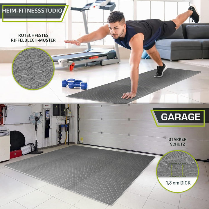 ProsourceFit Puzzlematte 1,2 cm dick – 4,4 m² - 12 Ineinandergreifende Eva Bodenschutzmatten – Boden