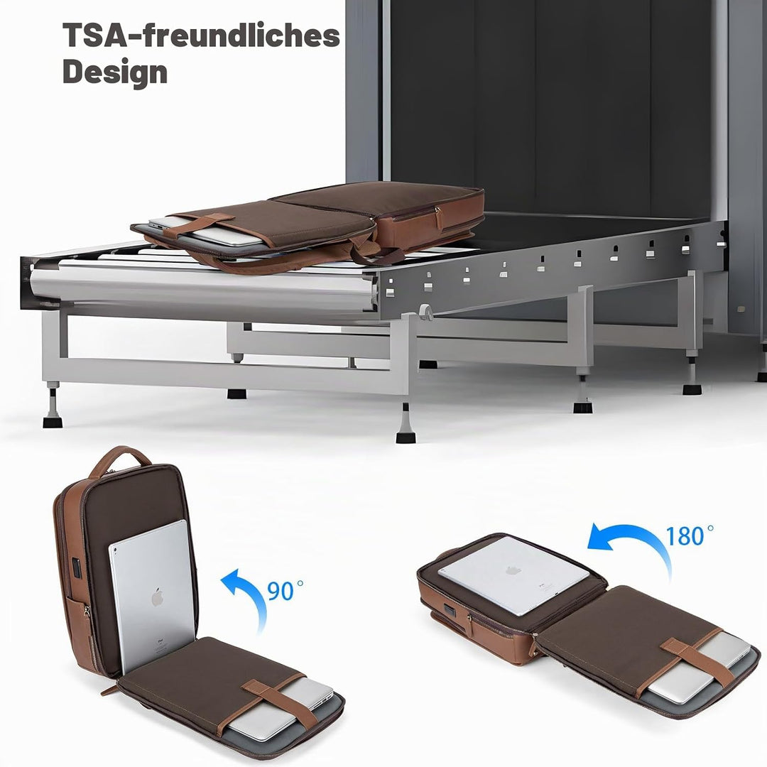 Tzowla Lederucksack Herren,Laptop Vintage Rucksack aus Echtleder für Damen mit USB-/Typ-C-Ladeanschl
