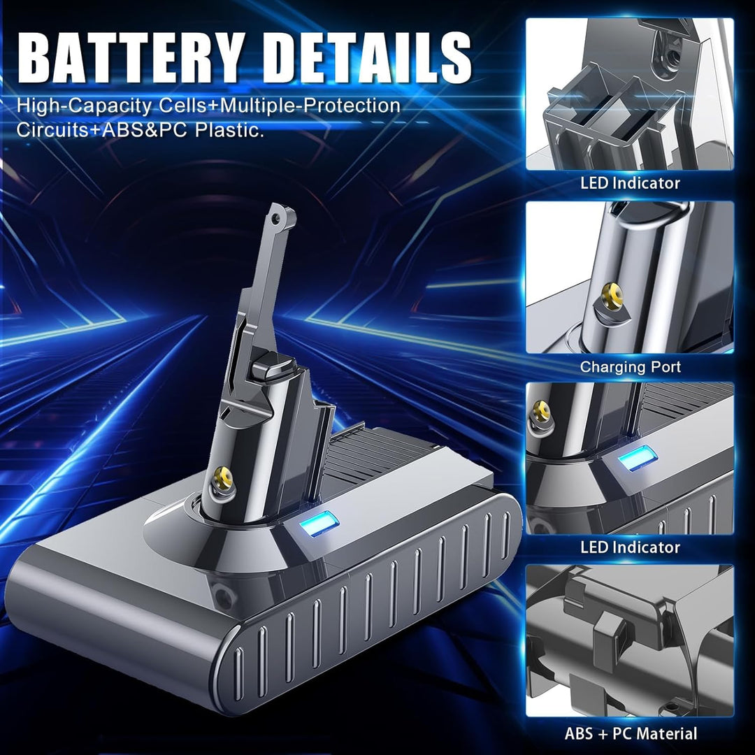 21.6V 8000mAh Ersatzakku für Dyson V8 Akku Kompatibel mit Dyson Akku V8 SV10 Absolute Animal Motorhe