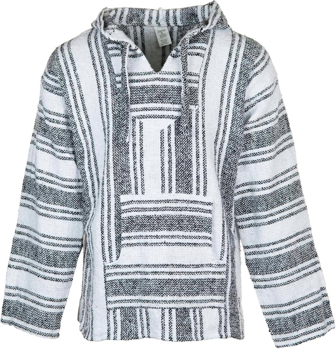 Siesta Baja Hoodie – Mexikanischer Jerga Hippie Pulli Kapuzenpullover für Herren und Damen XL Gebroc