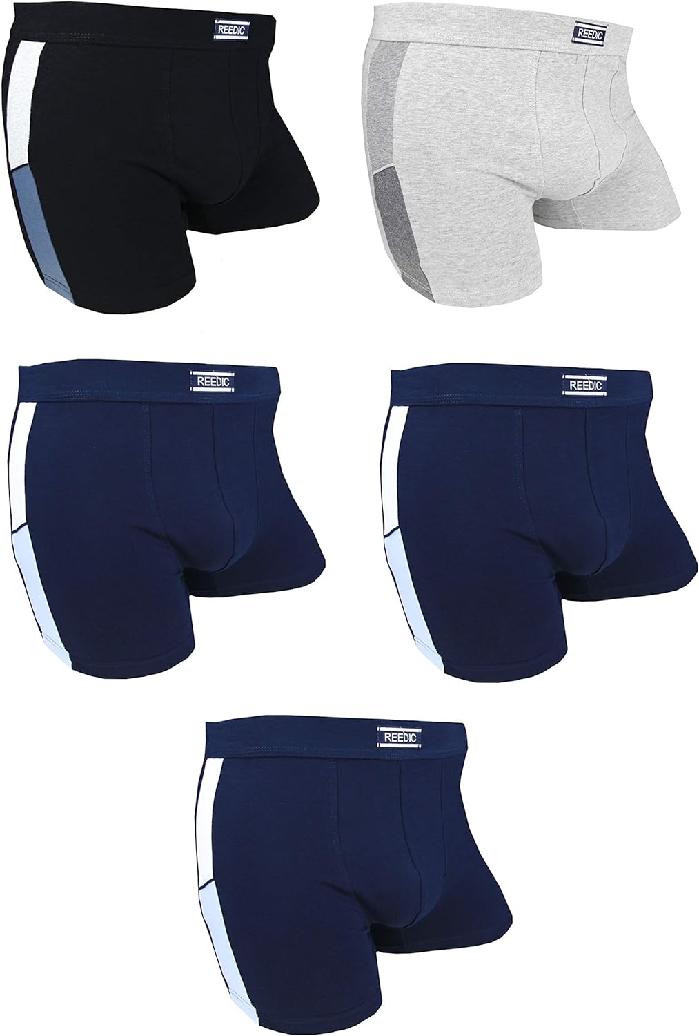 Reedic Herren Boxershorts Baumwolle 5er Pack, Grösse Medium (M), Farbe je 5X Surprise Color Mix