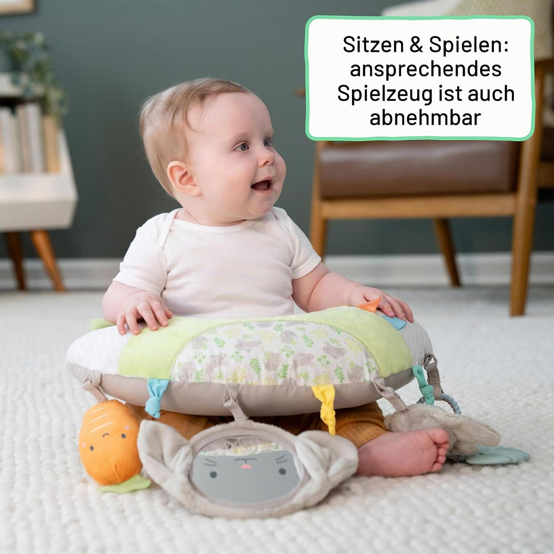 Ingenuity Cosy Prop Sylvi Bauchlage-Kissen, Multisensorisch, 4 abnehmbare Spielzeuge, 0+M - Plüschha