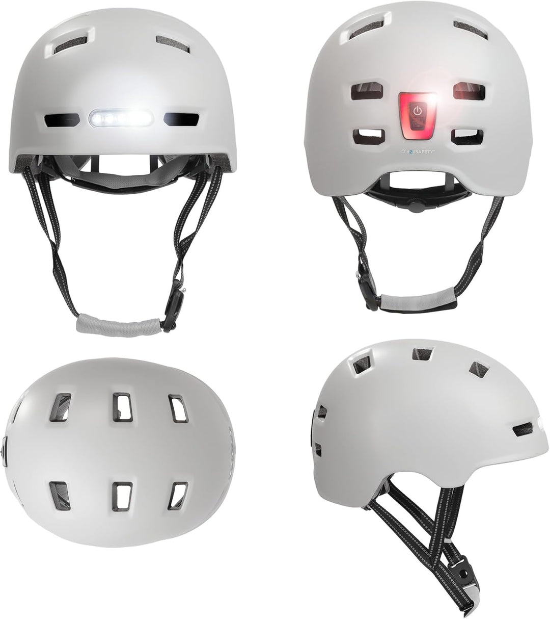 Crazy Safety Vertigo Matt Schwarz Fahrradhelm mit Vorder- und Rücklicht USB | Skater-Helm für Roller