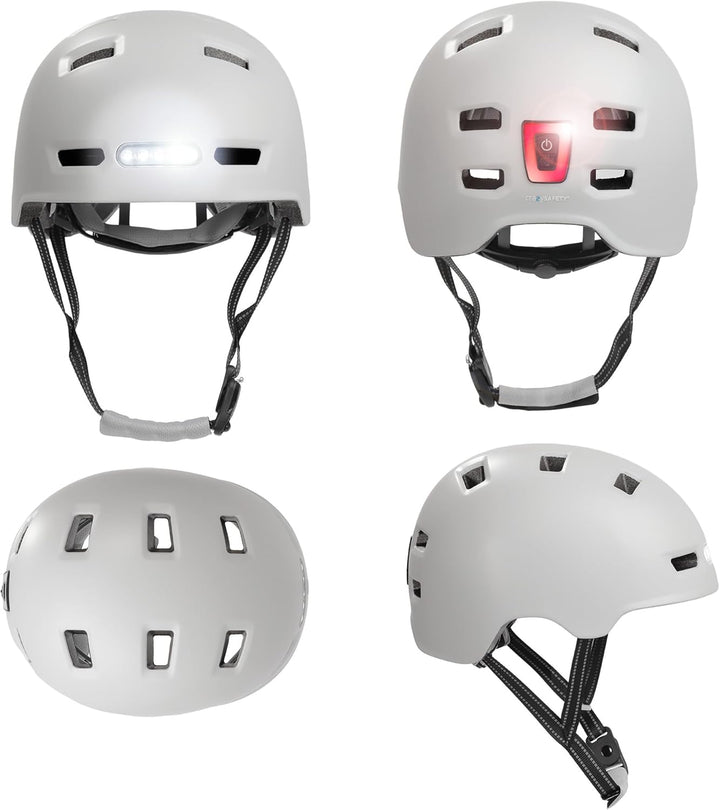 Crazy Safety Vertigo Matt Schwarz Fahrradhelm mit Vorder- und Rücklicht USB | Skater-Helm für Roller