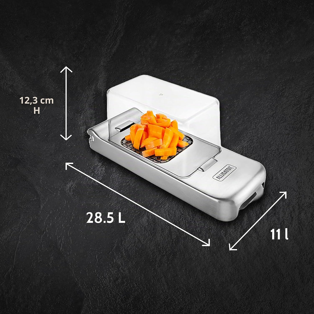 ALLIGATOR 3094 - Edelstahl-Multifunktionsschneider Mit Auffangbox - Gemüse- Zwiebel- und Pommesschne