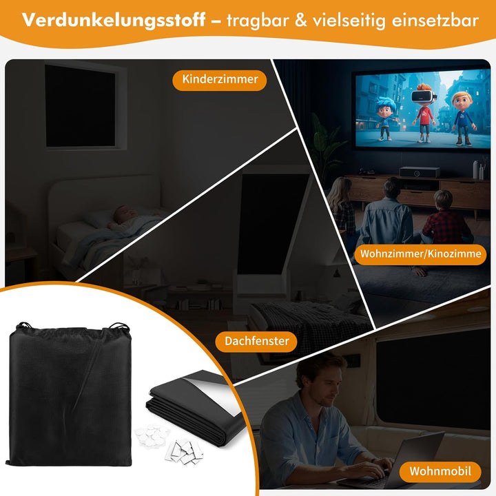 Teamkio Fenster Verdunklungsstoff, 1mx1.45m Dachfenster Verdunkelung Sonnenschutz, für Fenster und V