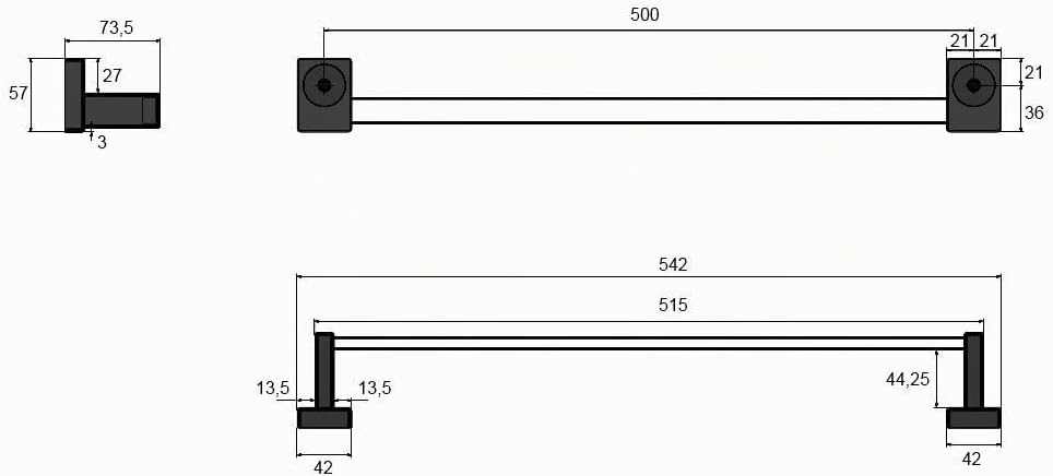 XIMAX Handtuchhalter magnetisch (weiss), Länge 500 mm 500 Weiss, 500 Weiss
