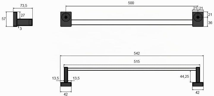 XIMAX Handtuchhalter magnetisch (weiss), Länge 500 mm 500 Weiss, 500 Weiss