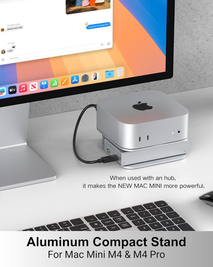 Mac mini M4 Ständer, Aluminium-Halterung für 2024 Mac mini M4 und M4 Pro, integrierte Kühlung, Zugri