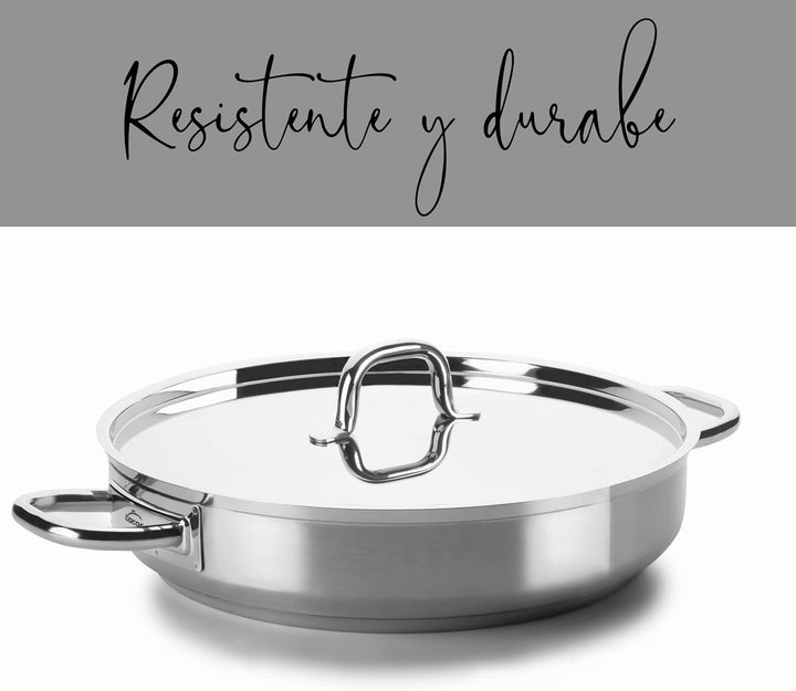 Lacor 54640 Pfanne mit Deckel Durchmesser 40 cm Chef Luxe Silber