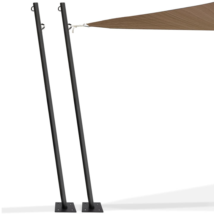 IDMarket - 2 Befestigungsstangen für Sonnensegel, Höhe 220 cm, Pfosten und Sockel aus Stahl