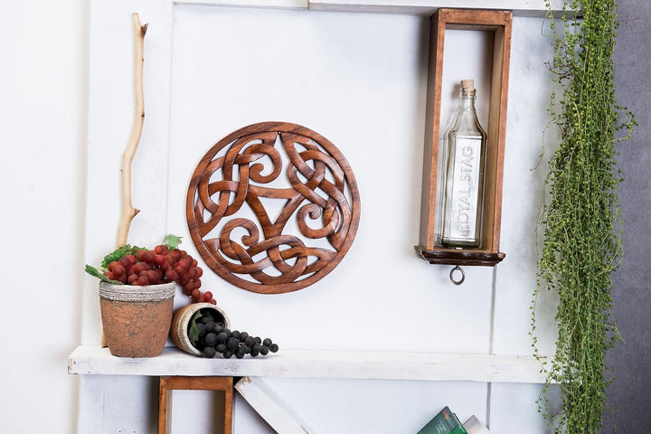 Windalf Grosses Celtic Wandbild Alesia Ø 29 cm Triskele Holzbild Wanddeko Handarbeit aus Holz