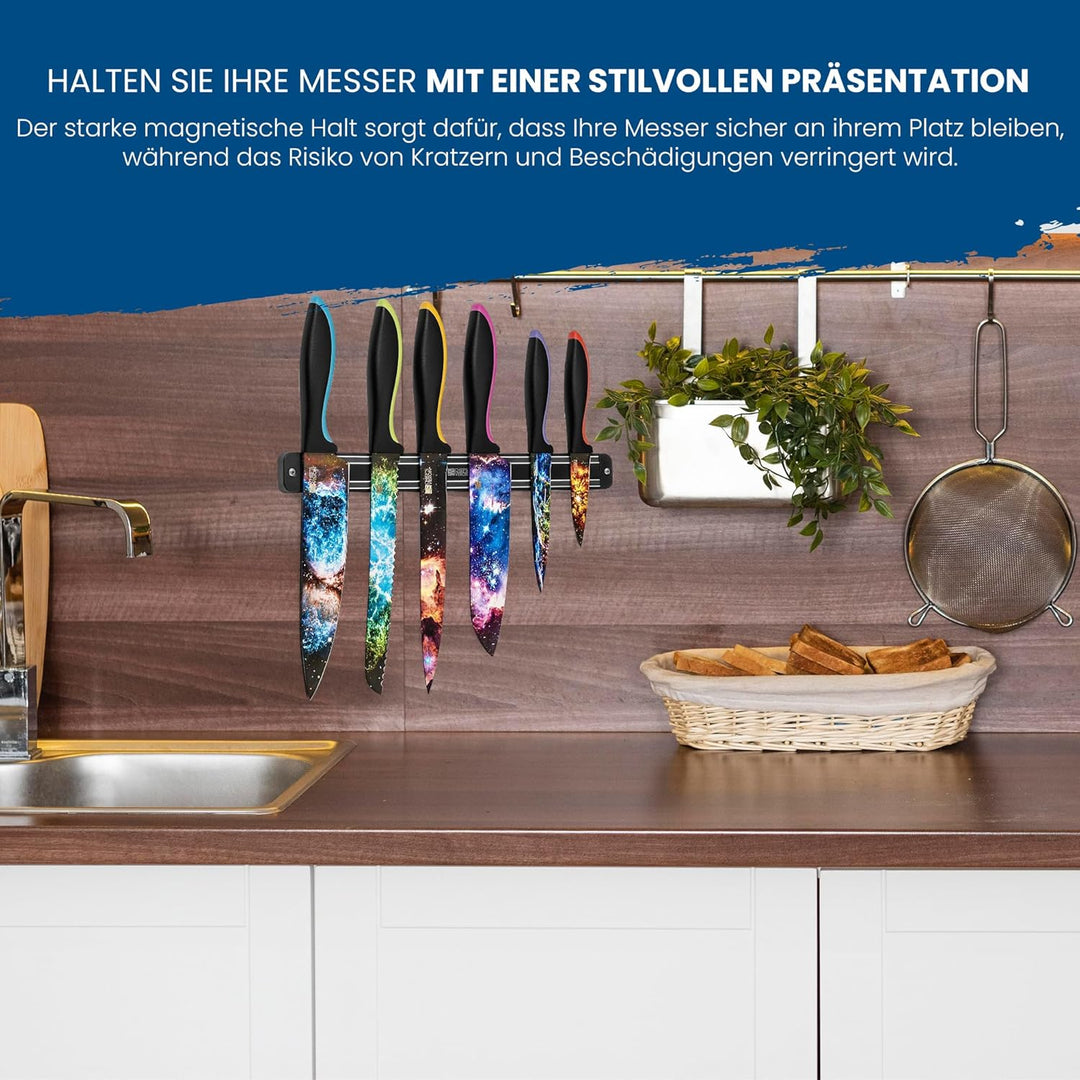 Chef’s Vision Wand-Magnetmesserhalter – Schwarz – Schlanke Magnetleiste für Messer – Moderner Magnet