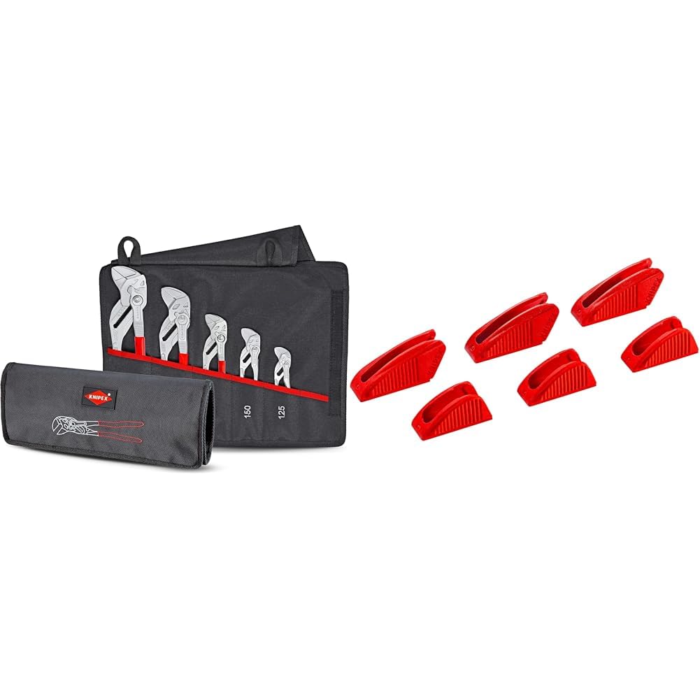 Knipex Zangenschlüssel-Set 5-teilig 00 19 55 S4 & Schonbacken für Zangenschlüssel 86 XX 250, 3 Paar,