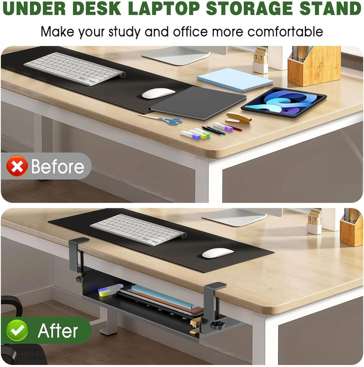 CAUTIOUS Schreibtisch-Organizer, Aufhängbarer Laptop Organizer, Metall Laptop-Halterung, Untertisch-