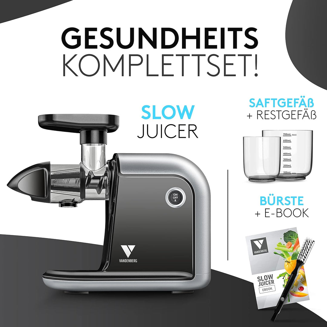 Vandenberg [DAS ORIGINAL] - Slow Juicer - Entsafter Gemüse und Obst - [150 W] Vitaminschonender Obst