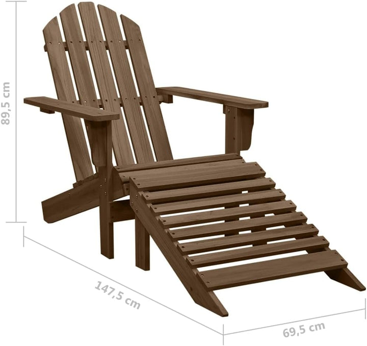 vidaXL Tannenholz Massiv Adirondack Gartenstuhl mit Fussstütze Tisch Deckchair Liegestuhl Gartenmöbe