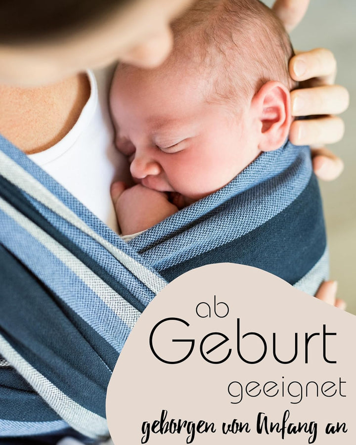 Hoppediz Gewebtes Babytragetuch ab Geburt, Darwin Black 5,40 m | Ergonomisches Tragetuch für Neugebo