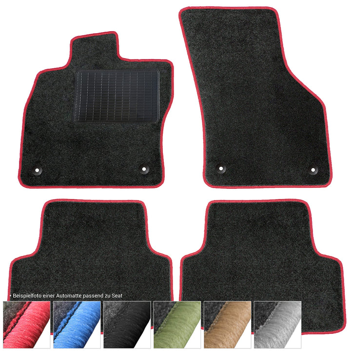 moto-MOLTICO Fussmatten Auto Velours Autoteppiche Schwarz Automatten Set 4-teilig passend für VW Pol