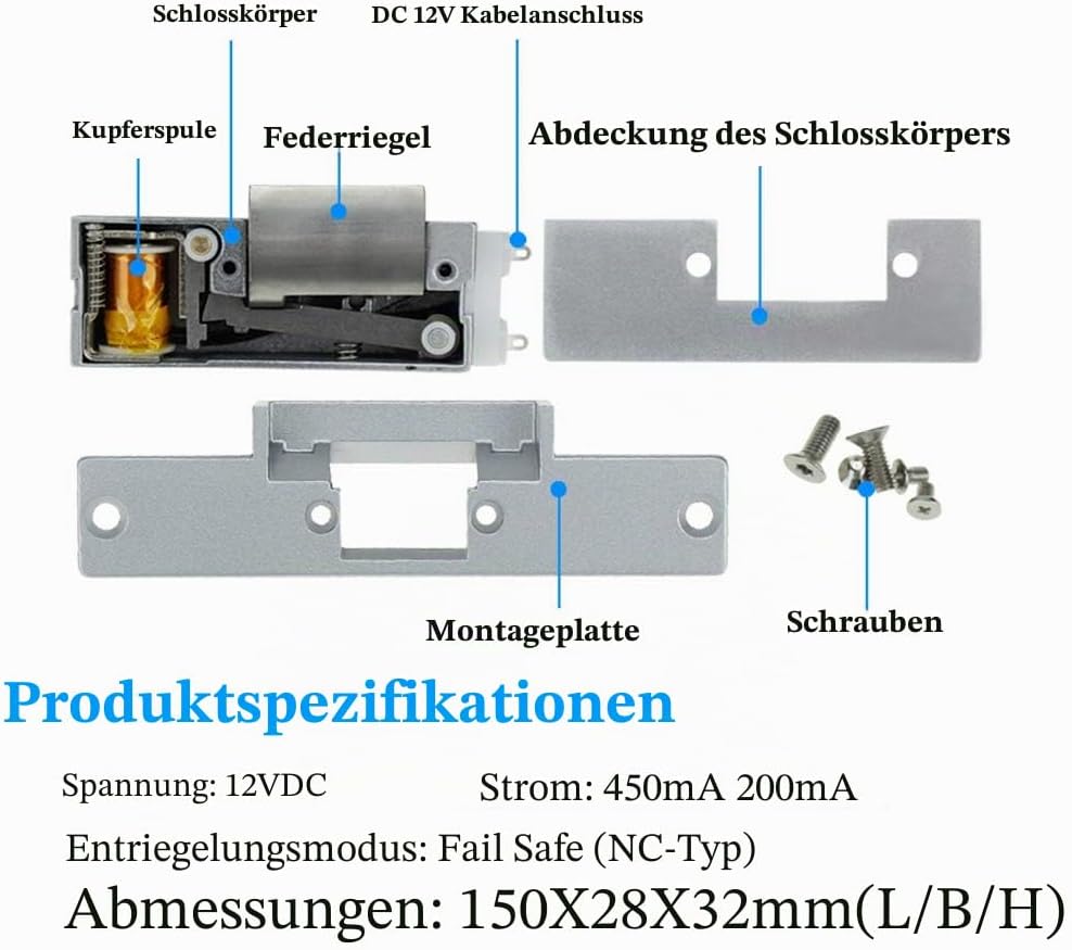 OBO HANDS Komplettes Zugangskontrollsystem Set Metall Controller 1000 Tastatur + 12V NC Elektroschlo