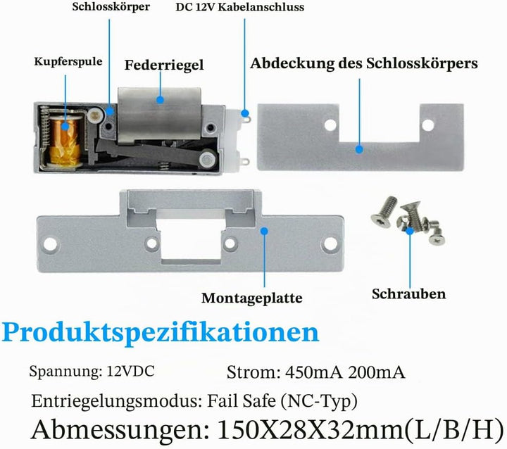 OBO HANDS Komplettes Zugangskontrollsystem Set Metall Controller 1000 Tastatur + 12V NC Elektroschlo