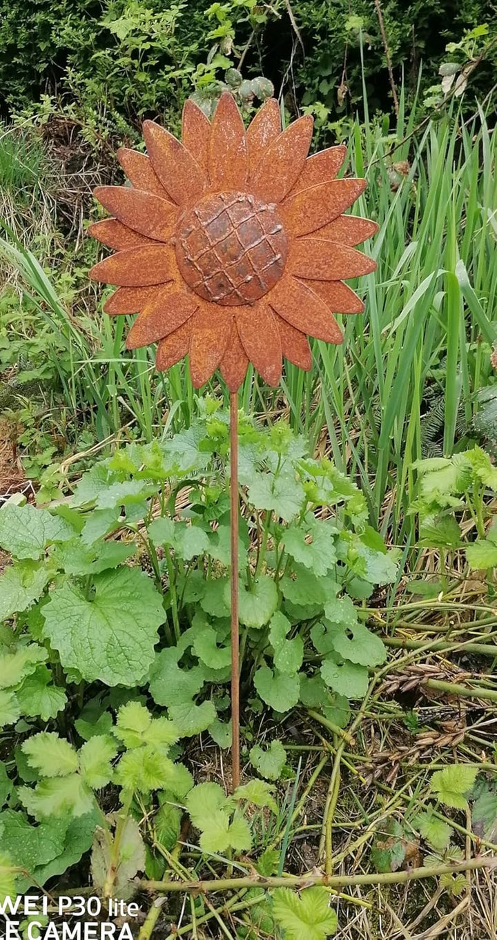 NEU !! Gartenstecker Sonnenblume 80 cm lang aus Metall in Edelrost Rost Dekoration Volleisen Rankhil