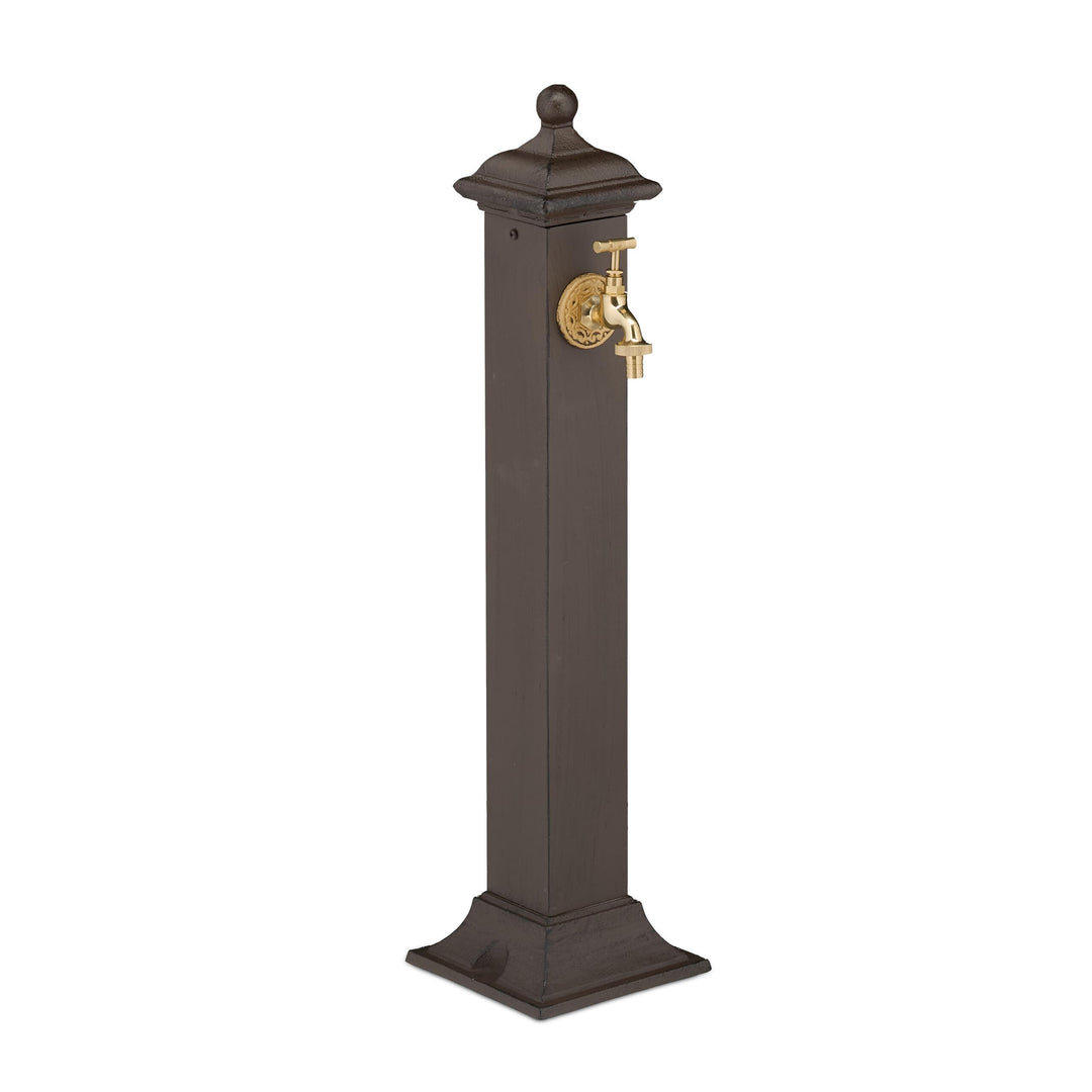 Relaxdays Standbrunnen Antik, mit Wasserhahn, HBT 71x17x21cm, Wasserzapfsäule Garten, Terrasse, Zier