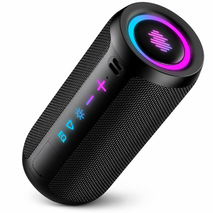TIMU Bluetooth Lautsprecher mit Licht, Bluetooth 5.4 Musikbox IPX7 wasserdicht, TWS Paarung, AUX, TF