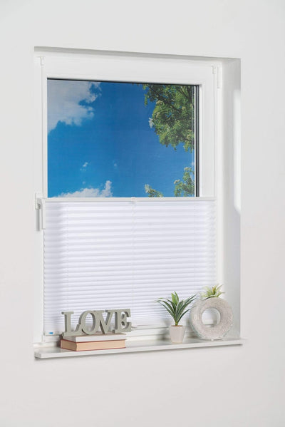 K-home 421614-6 Klemmfix-Plissee Weiss 90 x 130 cm (B x L) Lichtschutz +++ Moderne Crushed Optik +++