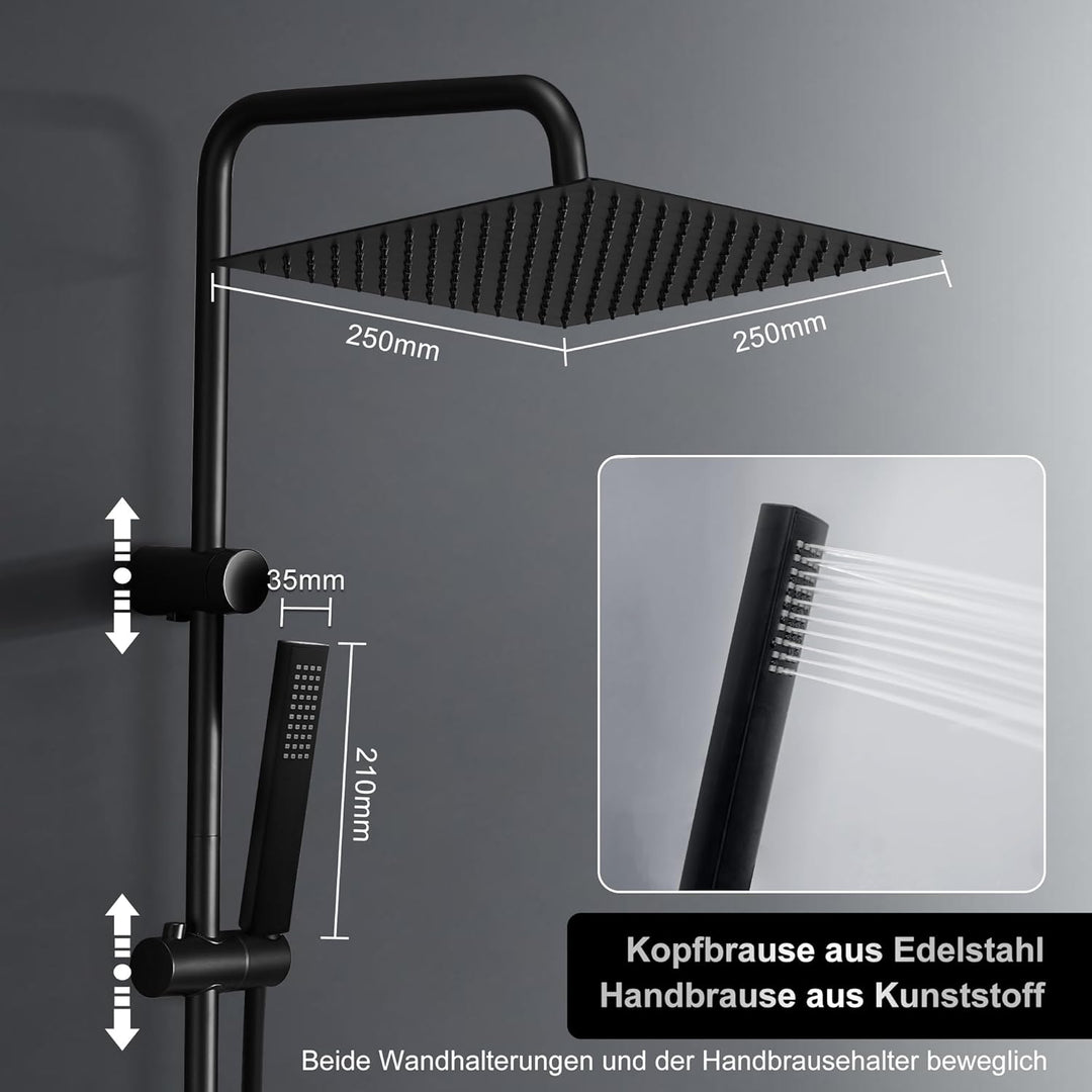 Görbach Regendusche Duschsystem mit Ablage, Wassersparend,Edelstahl Duschset ohne Armatur mit XL Kop