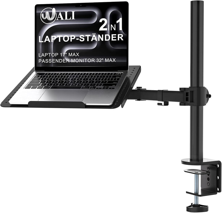 WALI Laptopablage Schreibtischhalterung für 1 Laptop Notebook bis 17 Zoll, voll verstellbar, 10 kg K