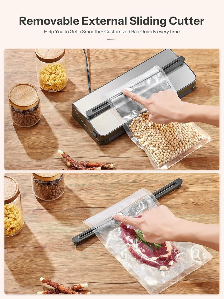 Vakuumierer, Reemix 8-in-1 Lebensmittel Vakuumiergerät mit 65 KPA Starker Saugkraft, Vakuumgerät mit