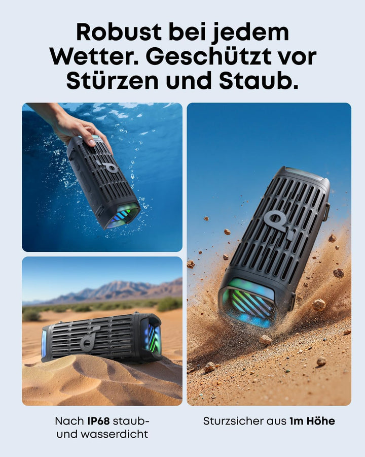 soundcore Boom 3i by Anker – Robuster Outdoor Lautsprecher, Bluetooth Lautsprecher, wasserdicht IP68