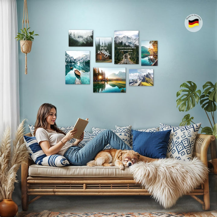 Novart Wandbilder Natur Berge Alpen - KOMPLETT AUFHÄNGFERTIG - See Landschaft Wohnzimmer Schlafzimme