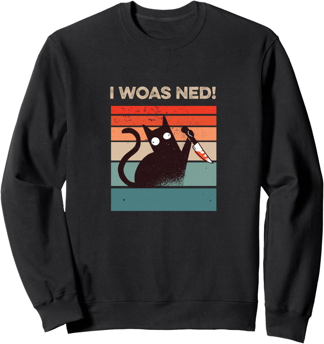 I woas ned Katzen Design mit schwarzer Katze Sweatshirt