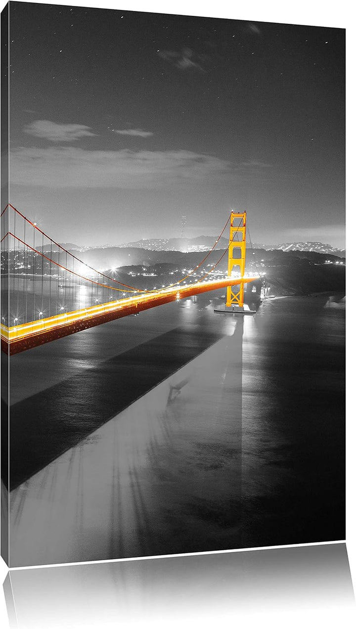 Pixxprint riesige Golden Gate Bridge als Leinwandbild/Grösse: 100x70 / Wandbild/Kunstdruck/fertig be