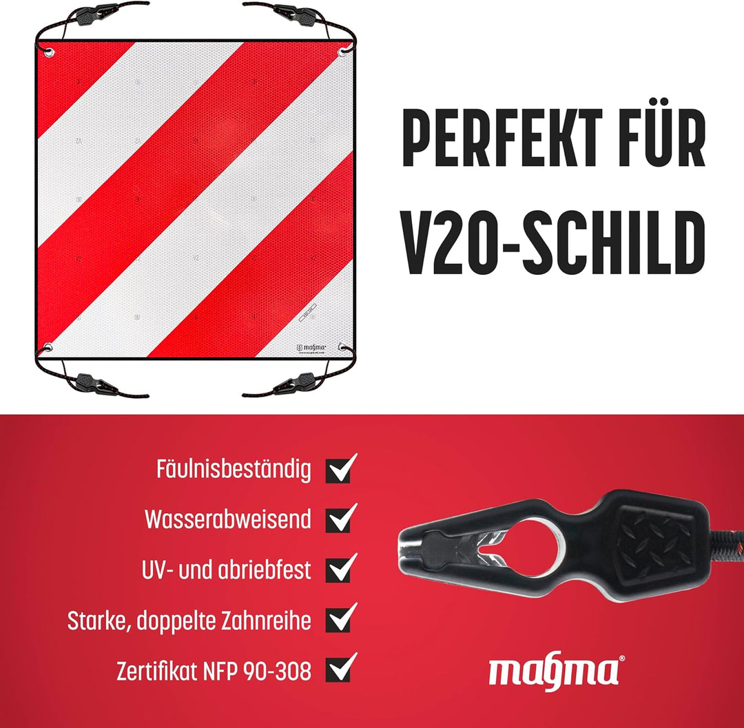 MAGMA Packung mit 12 elastischen Spannern 50 cm, Transportroken für V20 Magma, Fahrradträger, Ösen,