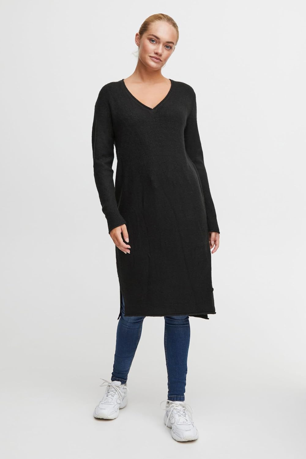OXMO OXIda Damen Strickkleid Feinstrickkleid Kleid S Black (194007), S Black (194007)