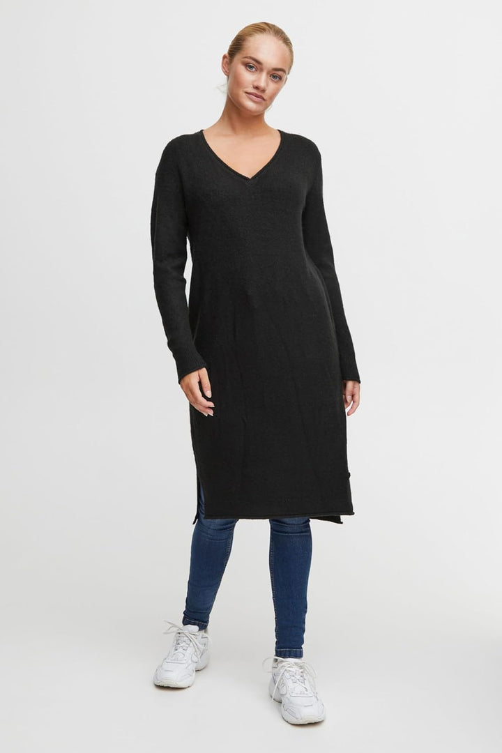 OXMO OXIda Damen Strickkleid Feinstrickkleid Kleid S Black (194007), S Black (194007)