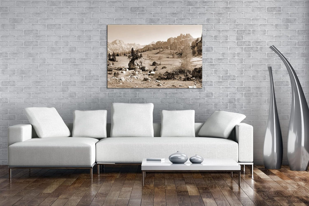 deyoli einzigartige Berglandschaft Italiens Format: 80x60 als Leinwand, Effekt: Sepia, Motiv fertig