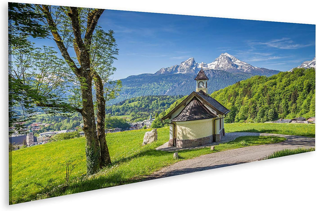 islandburner Bild auf Leinwand Schöne Aussicht Berühmte Kapelle Lockstein Berg Watzmann Nationalpark
